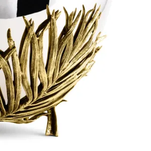 Vaisselle de table Quantité en gros Ustensiles de cuisine Plat et assiette Base feuille d'or avec bol de couleur blanche pour mariage et fêtes - Product Image 2