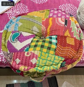 <b>ROUND</b> KANTHA <b>CUSHION</b> - colorful patchwork <b>round</b> cover floor <b>cushions</b> Indian Pillow boho <b>cushion</b> yoga meditation pillow <b>round</b> pad - Product Image 4