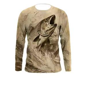 Chemises polo de sport à manches longues sur mesure OEM, vêtements de pêche, spandex, polyester, respirantes, chemises pour hommes - Product Image 1