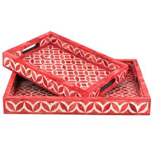 Richardson Mia Tray Indian Bone Inlay Accesorio para el hogar para servir en hoteles y moteles Color gris - Product Image 6