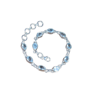 สร้อยข้อมือแบบคลาสสิกสไตล์ Boho สำหรับผู้หญิงเครื่องประดับเงิน925สเตอลิงเงินสีฟ้าโทแพซสร้อยข้อมือแฮนด์เมดของขวัญ - Product Image 1