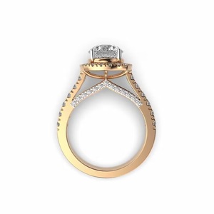 Anillo de diamante cultivado en laboratorio de corte redondo, banda de compromiso de oro blanco de 14 quilates, Diamante ecológico HPHT - Product Image 3