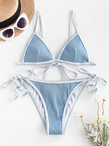 Maillots de bain imprimés deux pièces Bikini pour femmes jupe de plage imprimée sexy personnalisée en gros - Product Image 4