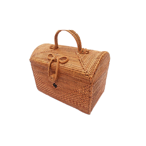 กระเป๋าถือหวายธรรมชาติทำจาก PU กระเป๋าแฟชั่นมีหมุดปิดเปิดปิดสำหรับใช้ในชีวิตประจำวันโลโก้ออกแบบได้ตามต้องการ - Product Image 1