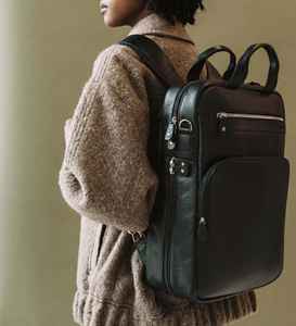 Sac à dos pour ordinateur portable en cuir véritable noir, unisexe, pour les voyages d'affaires, extensible, avec fermeture éclair, résistant à l'eau, grande capacité - Product Image 2