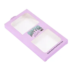 Coated paper cell phone case packaging mobile 3C electories phone case box with PVC clear transparent window