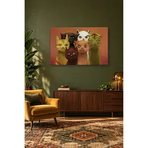Impression sur toile Fida Terracotta Background Six Cute Cats - Product Image 4