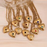 Pendentif Cœur avec Pierre de Naissance |   Pendentif étoile en acier inoxydable plaqué or 18K PVD avec zirconiums cubiques - Étanche, hypoallergénique, résistant au ternissement