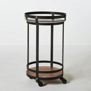 Wholesale Portable <b>Utility</b> Movable 2 Tiers Trolley Rolling <b>Bar</b> Cart Rack Storage Creative Small Coffee Table With Wheels - Product Image 2