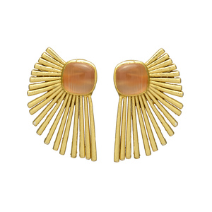 Nouvelle arrivée champagne hydro pierres précieuses plaqué or ensemble de boucles d'oreilles - Product Image 1