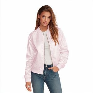 Chaquetas Bomber Reversibles MA1 para Mujer, Cuello Redondo, Satén, Estilo Universitario, Chaqueta Bomber Urbana con Cremallera para Mujer - Product Image 3