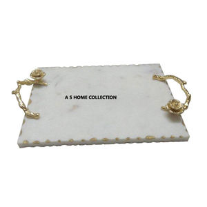 Plateau de service de luxe pour la maison, l'hôtel, les mariages, en acier inoxydable, en laiton, en métal, couleur or, argent, miroir poli - Product Image 5