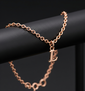 Grado superior 925 plata esterlina minimalista uso diario pulsera de hilo fino chapado en oro rosa cadena de eslabones carta encanto regalo - Product Image 5