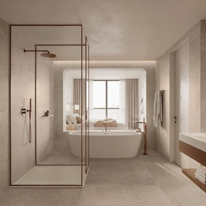 กระเบื้องพอร์ซเลนลายหินพรีเมียมทันสมัย สีเบจผสมผสาน ผิวด้าน หนา 8.5 มม. สำหรับห้องน้ำและบ้านพักตากอากาศ - Product Image 4