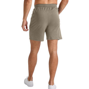 Pantalones cortos informales de alta calidad para hombre, 100% de algodón, estampado de logotipo personalizado, patrón sólido, bolsillos deportivos no tejidos para correr - Product Image 2