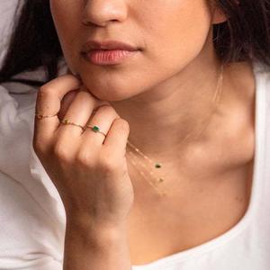 Anillo de piedras preciosas de cuarzo de zafiro rectangular pequeño de plata 925-Anillo de piedra de 4x6 MM para mujer-Anillos de moda Cz - Product Image 3