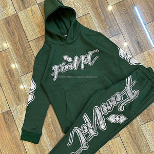 Venta al por mayor de sudaderas con capucha de los hombres conjunto de impresión personalizada pulóver Vintage de dos piezas conjunto de hombres chándal - Product Image 1