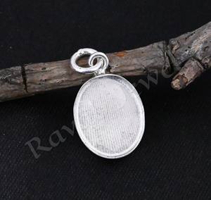 Pendentif en argent sterling véritable 925 12x16mm, ovale et vierge, pour les cendres et la résine. - Product Image 3