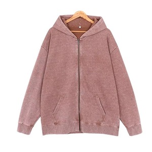 Manteau à capuche zippé de haute qualité Acid Wash Vintage Puff Printing Hoodie Oversized 400 Gsm Heavyweight Hommes Hoodies & Sweatshirts - Product Image 1