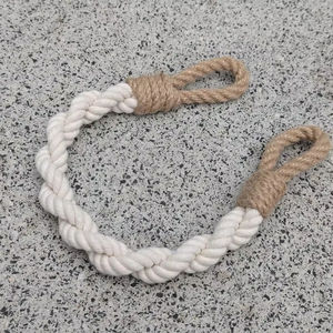 White and Jute Rope <b>Curtain</b> Tieback Natural Boho <b>Holdback</b> - Product Image 2