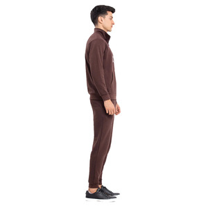 Ensemble de survêtements 100% coton marron pour hommes, avec fermeture éclair, col montant, sweat-shirt avec pantalon de jogging, meilleure qualité pour l'hiver - Product Image 3