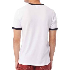 เสื้อยืดคอกลมแขนสั้นสีขาวดำตัดกันที่คอและปลายแขนทรงริงเกอร์  แบบลำลอง ทรงปกติ - Product Image 4