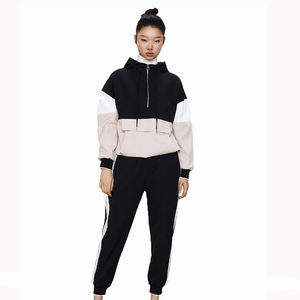 Conjunto Deportivo de Invierno para Mujer de Alta Calidad, Dos Piezas, Sudadera con Media Cremallera y Pantalones Jogger de Felpa de Algodón - Product Image 1