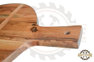 Planche à découper ronde en bois d'acacia de qualité supérieure avec poignée |   Planche à découper en bois |   Planche de service pour pizza, fromage, pain et charcuterie - Product Image 3