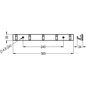 5-<b>Hook</b> Towel <b>Rail</b> 360mm Silver Anodized Aluminum HERMETA - Product Image 3