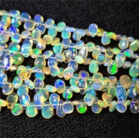 Opale d'Éthiopie Welo Super Multi-Feu, Pierre Précieuse Lisse en Forme de Poire, Perles Éclatantes Certifiées par un Certificat Tierce Partie pour la Fabrication de Bijoux