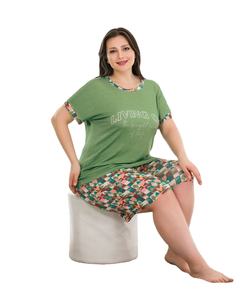 Ensemble de pyjama pour femmes grandes tailles, haut à manches courtes et short, vêtements de nuit confortables, vêtements de maison de grande taille - Product Image 1