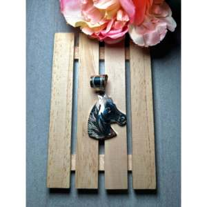 Colgante de Plata de Ley Hecho por Artesanos Navajo con Patrón de Mariposa Turquesa y Números, Chapado en Rodio, Joyería Religiosa - Product Image 1