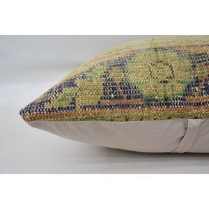 28x28 pouces Artistique Vintage Motif Laine Kantha Patchwork Oreiller Beige Tissé Techniques - Product Image 5