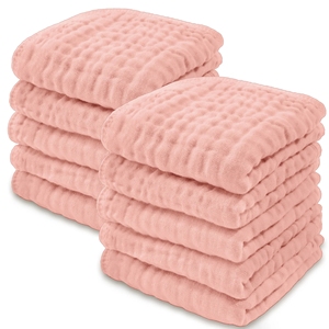 Customized Color Printing Six-Layer Organic Cotton Muslin <b>Washcloth</b> Baby Clothing - Dusty Rose - Pack of 6 - Product Image 3
