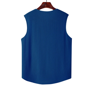 Camiseta sin mangas texturizada para hombre, chaleco informal de verano con cuello en V, suave, cómoda, transpirable, ligera, a la moda - Product Image 2