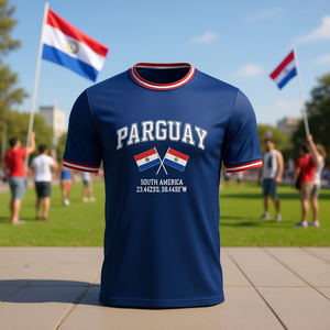 Maglia da tifoso di calcio del Paraguay per la Coppa del Mondo 2026, T-shirt grafica rosso bianco blu, Top Orgoglio Sudamericano per il giorno della partita e lo streetwear - Product Image 3