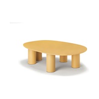 Table basse ovale avec pieds en métal peint et plateau en stratifié, pour intérieur et extérieur, fabriquée en Italie