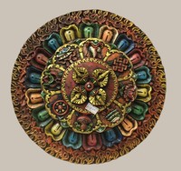 Décoration murale ronde en bois sculpté, motif Bouddha Mandala, plaqué or et argent, imitation antique, cadeau de décoration de vacances
