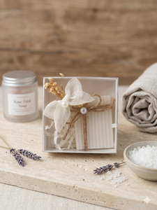 Spa Gift <b>Box</b> for Women - Handmade Turkish Peshtemal, Wooden Bowl Candle, Natural Soap, Wooden Comb, Key Chain - Product Image 4