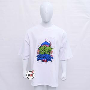 Venta caliente de calidad superior 100% algodón 230GSM pegatinas estampado gota hombro peso pesado Hip-hop de gran tamaño personalizado Unisex camisetas - Product Image 1