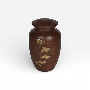 Urne funéraire en bois naturel avec corps incurvé lisse, finition brillante et aspect commémoratif traditionnel - Product Image 4