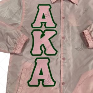 Personalizado para AKA para Alpha Line Coach Jacket para hombres 100% poliéster ligero Stand Collar Baby Pink con frente impermeable - Product Image 2