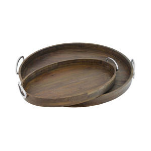 Lot de 2 plateaux de service en bois de mangue au design de luxe pour la cuisine et les bars à la maison avec les tailles de 13 pouces - Product Image 1