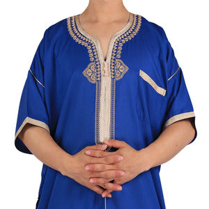 <b>Men</b> 2023 Muslim Man Islamic Modern <b>Thobe</b> Traditional Khakis Arab Islamic Shorts Sleeve <b>Men</b> <b>Thobe</b> Dubai Custom Embroidered Chest - Product Image 2