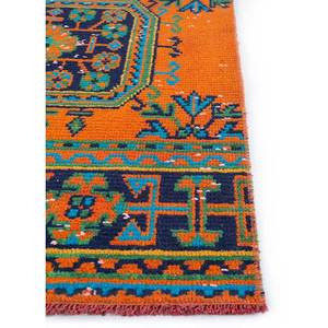 Tapis en laine noué à la main rouge et orange vintage Pae-2498, grand motif géométrique pour la maison, le salon, le couloir - Tapis Jaipur US - Product Image 4