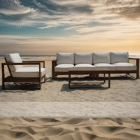 Fauteuil de salon modulable 1 place en bois de teck design moderne pour hôtel patio jardin piscine terrasse pour ensemble de canapé