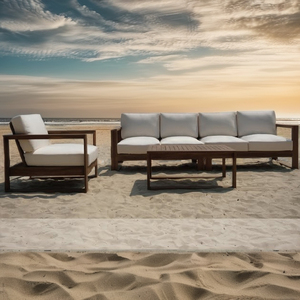 Acogedor Sillón modular de madera de teca de 1 plaza, diseño moderno para Hotel, Patio, jardín, terraza junto a la piscina, para juego de sofás - Product Image 5