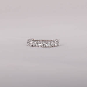 Certified Conflict-Free CVD Lab Diamond 14KT Solid Gold Wedding Band Custom Design Half Eternity Heart Cut Certified Diamond - Product Image 1