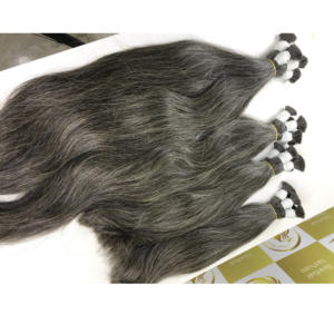 Extensiones de cabello humano vietnamita recto a granel alineado con cutícula sin procesar de doble calidad gris natural 50cm 70cm - Product Image 6