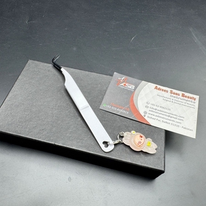 Professional Eyelash <b>Tweezers</b> Custom Logo Stainless Steel Pointed Curved 90 Straight Lash <b>Tweezers</b> With cute Charm - Product Image 4